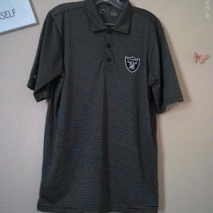 Black & White Pinstriped Raiders Polo SZ M by Antigua